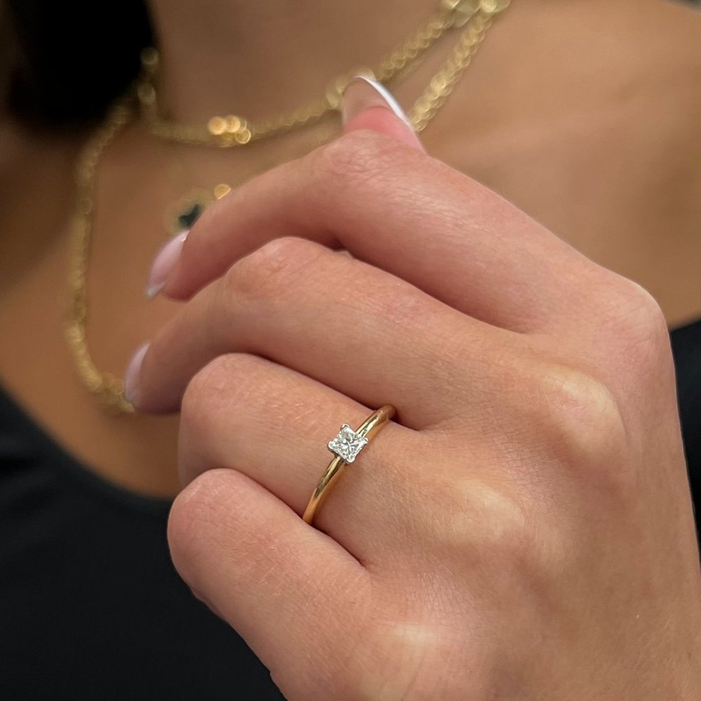 Rachel Koen 0.25Cttw Princess Cut Diamond Engagement Ring 14K Yellow Gold Size 7